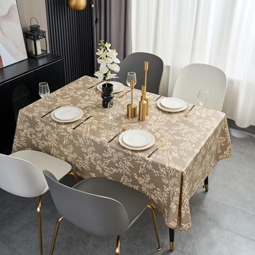 Pioggia Vinyl Tablecloth with Flannel Backing - Waterproof, Oil-Proof, Easy to Clean -Plastic Table Cloth - Perfect for Dining Tables, Kitchen Tables, Parties (Coffee Leaves, 54×72 Inch Rectangular) by Pioggia - Used condition - Image 4