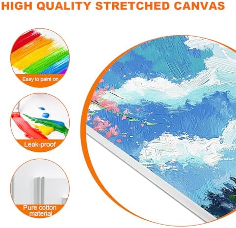 Bild 1 - 9 Stück Leinwand zum Bemalen, Leinwände für Acrylfarben, Keilrahmen, Strukturpaste Leinwand mit 10 Bürsten, Leinwände 30x20, 20x15, 15x10 cm, für Heimdekoration Kunststudio