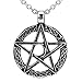 Urban Jewelry Vintage Style Pentacle Pentagram Crescent Moon Stainless Steel Pendant Necklace for Men (21-inch Chain)