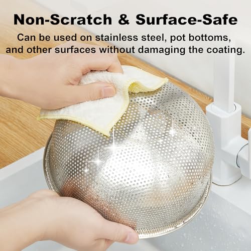 Image of JOYMOOP Bubble Mesh Microfiber Cleaning Cloth, Reusable Non-Scratch Cleaning Rags, Dual-Sided Dish Cloths, Multipurpose Dish Rags for Dishwashing, Kitchen, Stainless Steel-6 Packs, Yellow