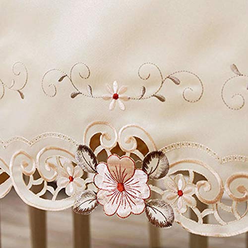 Wellyuk 33 Inch X 57 Inch Vintage Embroidered Beige Pink Flower Classic Lace Oblong Tablecloth, Elegant Cabinet Dining Room Home Decoration Rectangle Table Cloth #TOP2