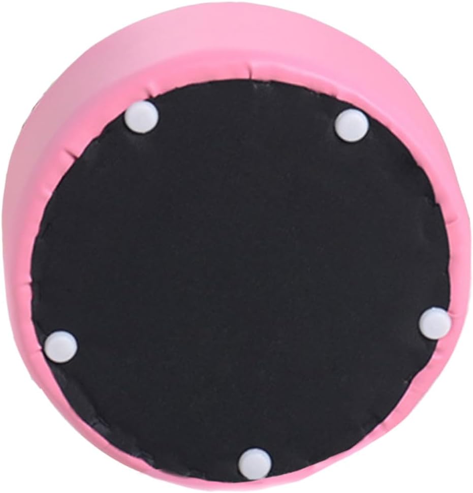 ’s Pink Pu Leather Round Stool, Lightweight Portable Footstool, Non-Slip Step Stool for Home Use, 28x28x13cm, Suitable for Bathroom and Bedroom
