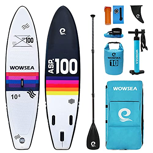WOWSEA Rainbow R1 Stand Up Paddle Hinchable, Duraderas y Estables Caza Tablas De Paddle Surf, Pesca Tablas De Paddle con Accesorios iSUP, Buena Opción para La Exploración Acuática y Enseñanza
