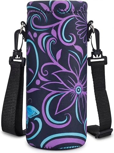 AUPET Water Bottle Carrier,Insulated Neoprene Water bottle Holder Bag Case Pouch Cover 1000ML or 750ML,Adjustable Shoulder Strap, Great for Stainless Steel and Plastic Bottles