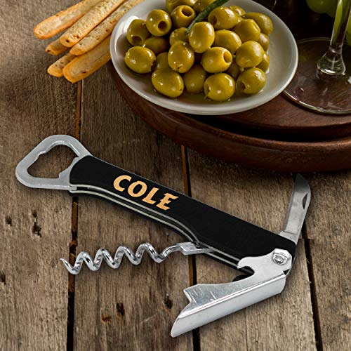 Custom Engraved Wine And Beer Corkscrew Multi Tool - Personalized With Your Text (Black With Gold) #TOP1