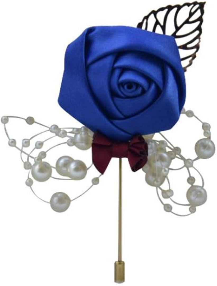 HE ANDI Groom Rose Boutonniere Corsage for Men, Lapel Pin Brooch for Wedding Flowers Party Decoration(1PC)