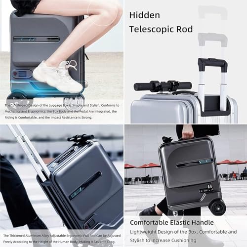 20 Inch Electric Travel Suitcase, Mini Smart Electric Ride-On Luggage, 100Kg Load, for Adults/Teens,Black2