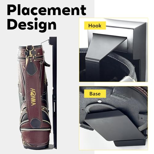 MOONACE Wall Mount Golf Bag Stand Storage Rack,Upgraded Foldable ,Anti-Slip, Highly Adjustable in Freedom,Golf Bag Wall Rack is Suitable for Homes, Clubs, Training Grounds