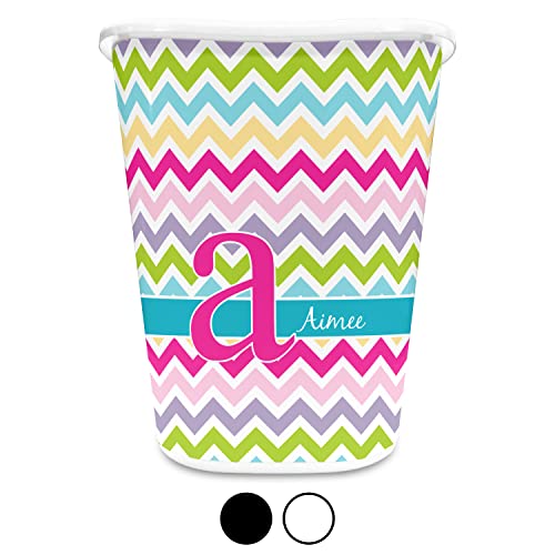 Rnk Shops Colorful Chevron Waste Basket - Single Sided (Black) (Personalized) #TOP1