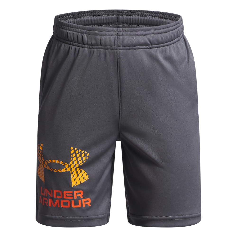 Under Armour ボーイズ テック ロゴ ショーツ, (026) Castlerock/Squad Orange/Orange Base, Large