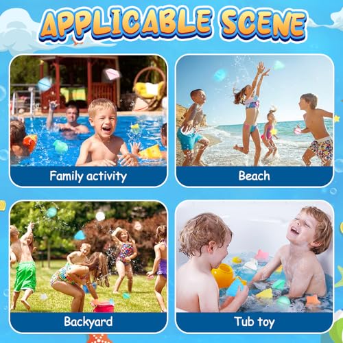 Yexyep Reusable Water Balloons - Quick Fill, 12 Pcs, Auto Sealing, Refillable, Silicone Made, Best Summer Water Toys, 2024 Upgranded, Poop Shape 11