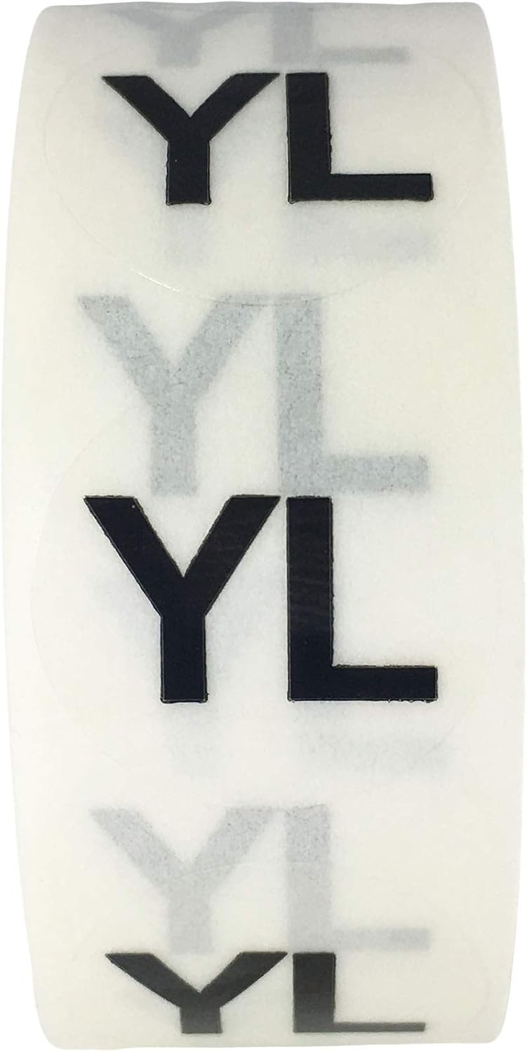 Clear Circle YM Youth Medium Clothing Size Stickers - 3/4 Inch Round, 500 Adhesive Labels Per Roll for Retail, Apparel, and Inventory Management - Made in the USA