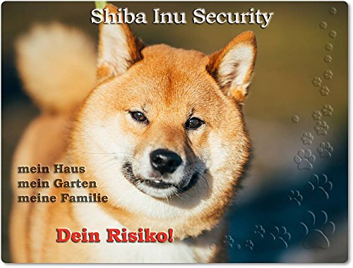Merchandise for Fans Warnschild - Schild aus Aluminium 20x30cm - Motiv: Shiba Inu Security (01)