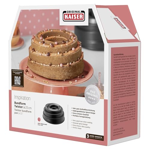 Foto von Original Kaiser Inspiration Twister Gugelhupfform 25 cm, Backform mit außergewöhnlicher Spiralstruktur, Kuchenform aus Aluminiumguss, antihaftbeschichtet, Schwarz