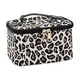 Neceser Mujer Viaje Estuche Brochas Maquillaje Estampado Leopardo, Bolso Cosmética Cremallera Toiletry Bag for Women, Makeup Bag Organizador Bolsa de Aseo, Viaje Bolsita Cartera Mano Estuche Multiuso