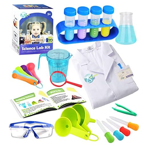 UNGLINGA Laboratorio de Quimica Kit Ciencias Niños con Bata de Laboratorio Juguetes Kit de Experimentos Científicos Disfraces y Juguetes de Rol de Regalo Educativos con para Niños Niñas de 5-11 años