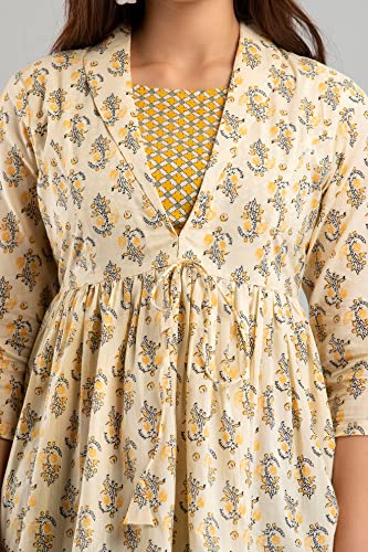 Image of feranoid Women's Cotton Floral Printed Short Kurti Tunic Top