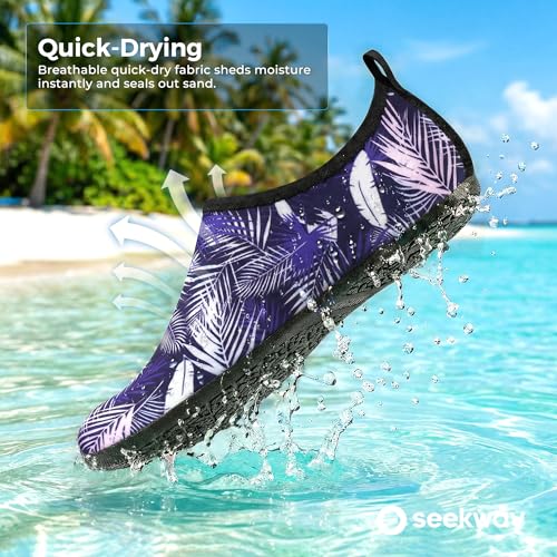 Image of SEEKWAY Water Shoes Women Men Adult Quick-Dry Aqua Socks Barefoot Non Slip for Beach Swim River Pool Lake surf Black SK002(U)