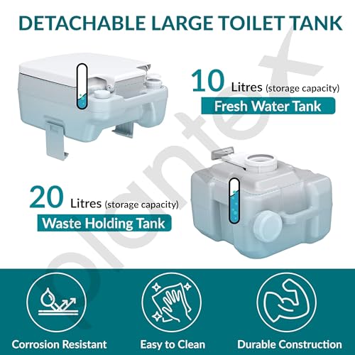 Image of Plantex High Density Polyethylene (HDPE) Piston Pump /for Adult /Elderly /Portable Toilet for Indoor and Outdoor Camping with Bidet Jet Spray /Travel Friendly with 10 Liters Water Tank - Pack of 1 (Grey)