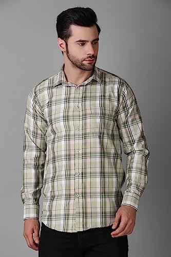Image of Men's Regular Fit Checked Casual Shirt with Spread Collar