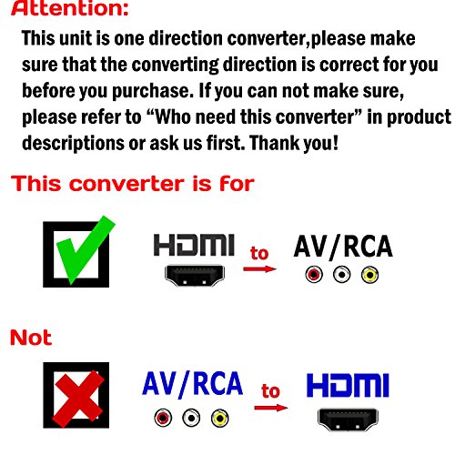 Rasfox Powered HDMI to AV/RCA Converter, 1080p HDTV HDMI to Composite RCA Audio Video A/V CVBS Adapter Converter Box with Power Adapter, High-end Metal Box with 1 Year Warranty
