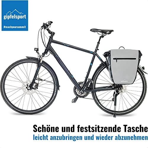 gipfelsport Fahrradtasche für Gepäckträger - Gepäckträgertasche I Fahrradtaschen, Satteltaschen mit 21l Volumen I wasserdicht, reflektierend, grau