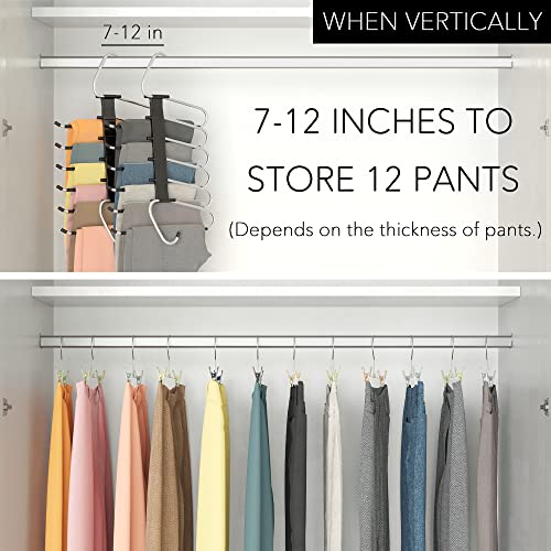Neatsure Pants Hangers Space Saving 2 Pack, 6 Tier Multi Purpose Closet Organizer Rack For Jeans Trousers Scarves Leggings Skirts #TOP2