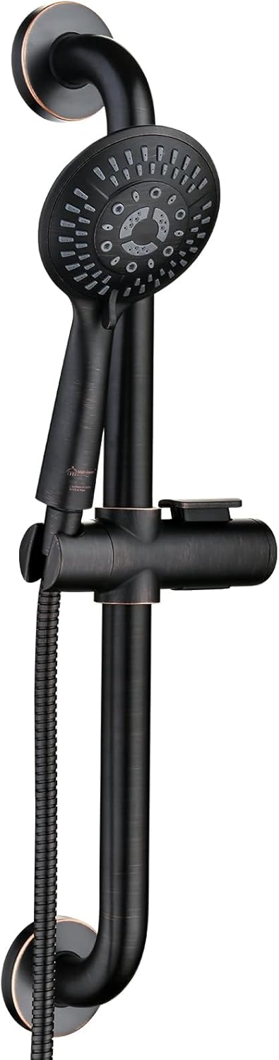 BRIGHT SHOWERS Slide Bar Shower Set with ADA Grab Bar