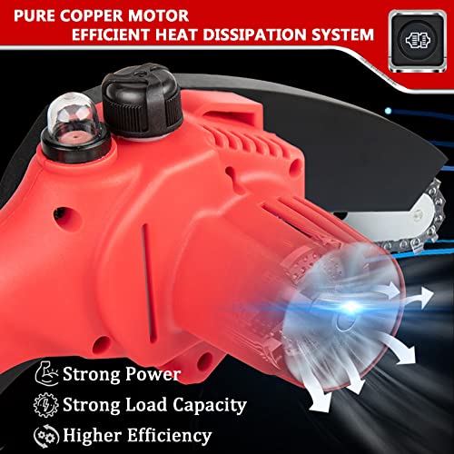Mini Kettensäge 6-Zoll-Akku Kettensäge tragbare Astsägen 24V Einhand Lithium Elektro Säge mit 2 Akku zum Schneiden von Zweigen und Holz,red – Bild 4