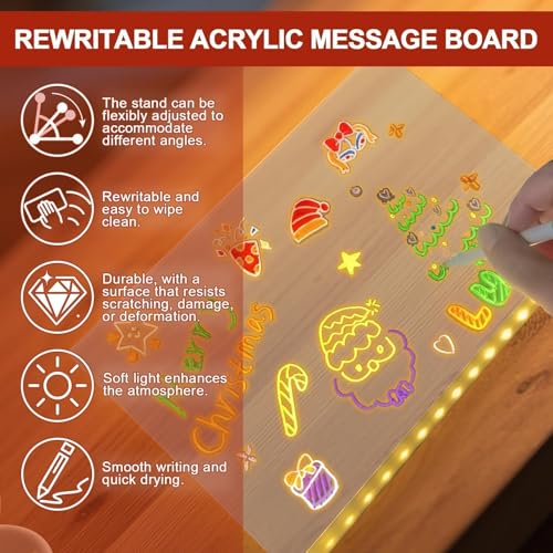 Tableau à message LED acrylique réinscriptible avec stylo couleur pour école