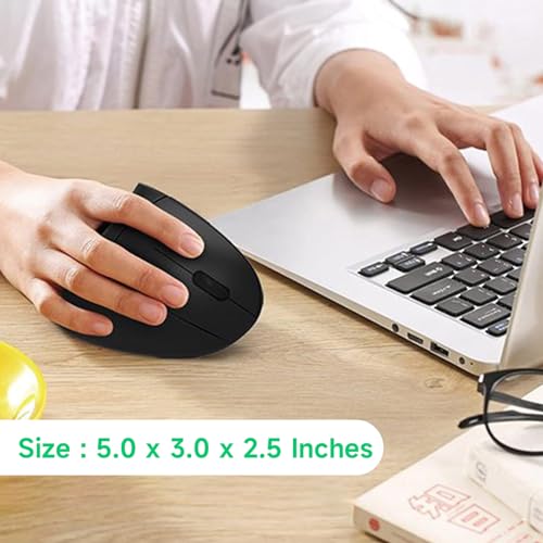 Mouse óptico vertical inalámbrico recargable 2.4G para laptop, computadora y Mac de 5 botones 2