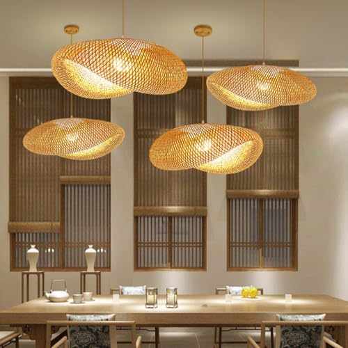 Luminária de Teto Lustre Pendente Bambu Honolulu Rústico 60cm Vime Rattan Trançado Fee Utilidades