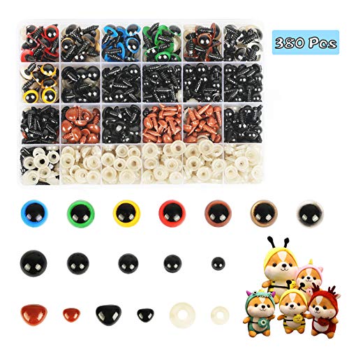 SEELOK Yeux de Poupée Kit Yeux de Sécurité Amigurumi et Nez de Sécurité Doudou Peluche Colorés avec Rondelles pour Bear Jouets Fabrication de poupées Marionnettes Animaux en Peluche 6/8/9/10 12 mm