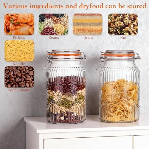 Image of Amzcku Wide Mouth Vintage Mason Jars with Airtight Lid 128oz 1 Gallon, Canister Gallon Jars for Kitchen Storage - for Coffee, Sugar, Beans 2 Pack
