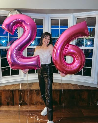 Image of Hot Pink Number 6 Balloon 40 Inch, 6th Birthday Party Decorations, Giant 6 Foil Balloon for Party Supplies
