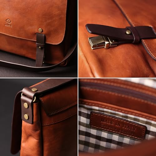 Time Resistance Leather Briefcase Messenger Bag for Laptop Full Grain Leather Shoulder Bag for Men and Women4
