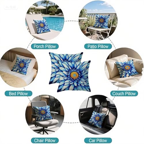 Housse coussin 70x70 bleu imperméable pour votre canapé ou balcon - 7