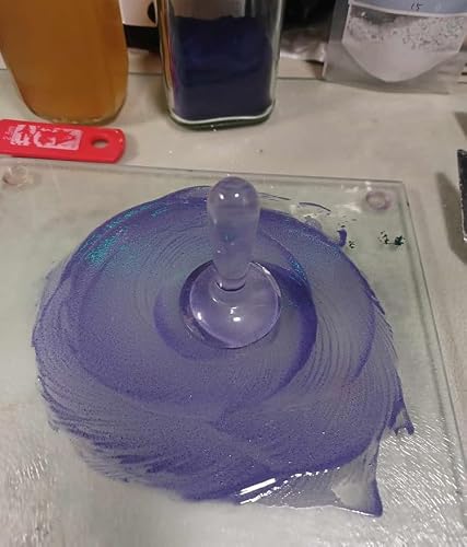 XHDIGI Muller en Verre Pour la Fabrication de Peinture, 4 cm à fond plat avec pigment minéral - Appareil de meulage en verre pour aquarelle, peinture à l'huile, peinture Thangka Tempera – vue 3