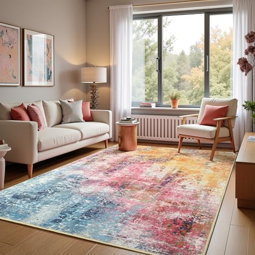 Flagover 5x7 Colorful Washable Area Rug for Living Room Bedroom,