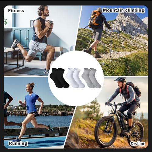 126 Pairs Mens Socks Bulk, Unisex Quarter Ankle Sock, Pack of Athletic Moisture Casual Sports Socks, Bulk for Homeless Men Women, Black Gray White, One Size4