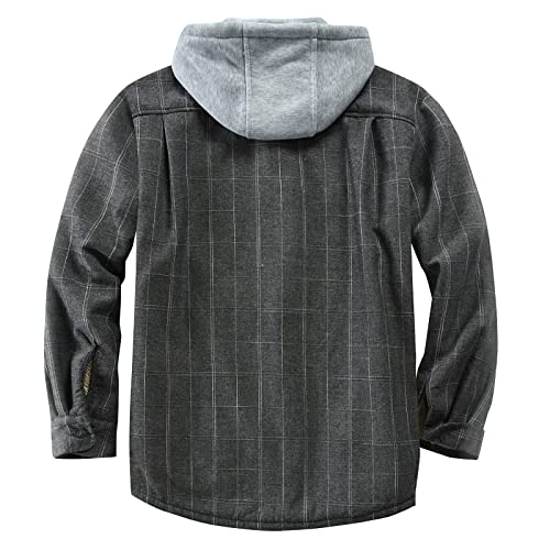 Image of Men's Cotton Plaid Shirt Jacket Fleece Flannel Sherpa Button Down