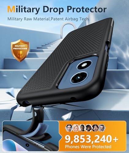 Image of FNTCASE for Moto G-Play 2024 Case: Motorola G Play 2024 Case 14FT Military Grade Drop Protection with Screen Protector Shockproof Rugged Anti-Slip Sweat-Resistant Matte Dual Layer Daily Cover (Black)
