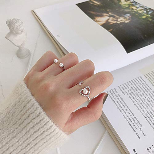 N+A Double Shell Pearl Sterling Silver Ring for Women Girls Statement Expandable Open Rings Minimalist Pearls Twisted Finger Fashion Cute Jewelryfor Girlfriend2