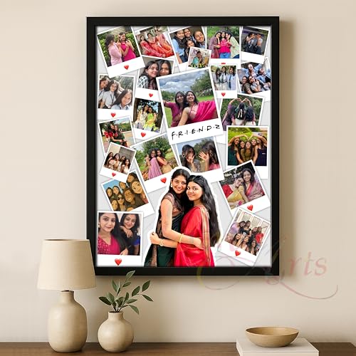 Image of Personalized FRIENDZ Polaroid Style Collage Photo Frame | Customized Aesthetic Gift for Best Friends, Girls & College Memories | Birthday, Farewell & Friendship Day | A3 /A4 /A5 Wooden Frame
