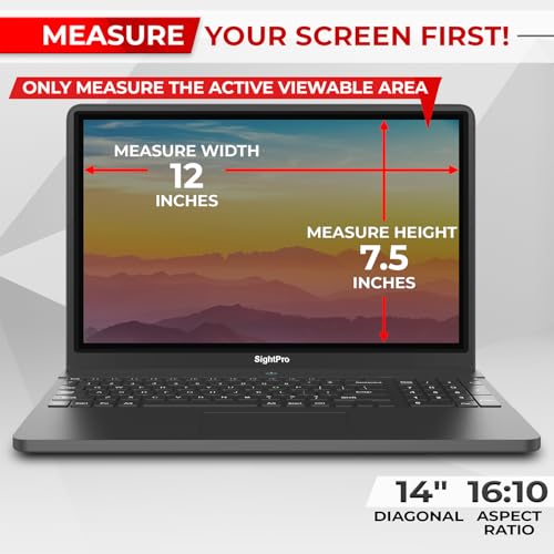 SightPro Magnetic Laptop Privacy Screen 14 Inch 16:10 - Removable Computer Privacy Filter Shield and Protector - Thumbnail 2