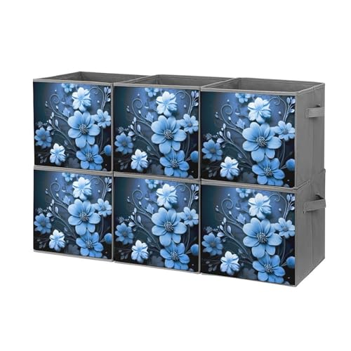 Boîtes de rangement pliables à motif floral bleu au design soigné - 2