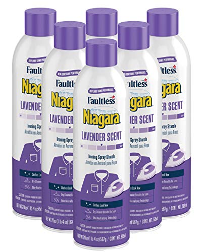 Liquid Starch Iron Spray Lavender Scent (20 Oz, 6-Pack) - Niagara Starch Spray Iron Aid: Non-Flaky/Clogging | Durafresh Scent - Original Hold Iron Out Spray - Iron Spray Pack For Clothes & Fabrics #TOP6