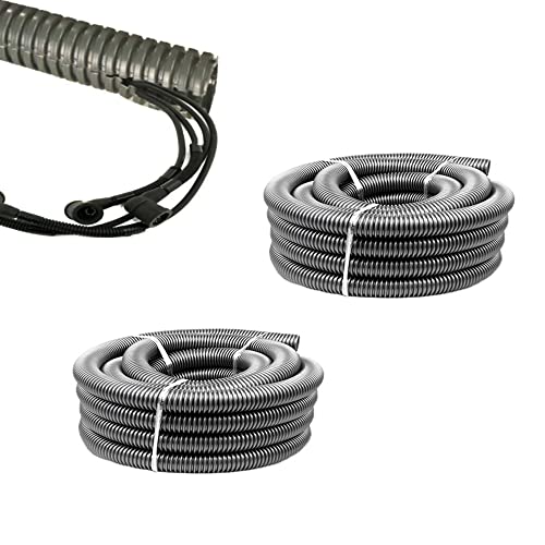 Split Loom Tubing Wire Conduit, Grey Corrugated Wire Tube Cable Protection Pipe Cable Tidy Tube for TV Cables, Electric Wire, Garden Lights (OD 10mm, 6 Metres)