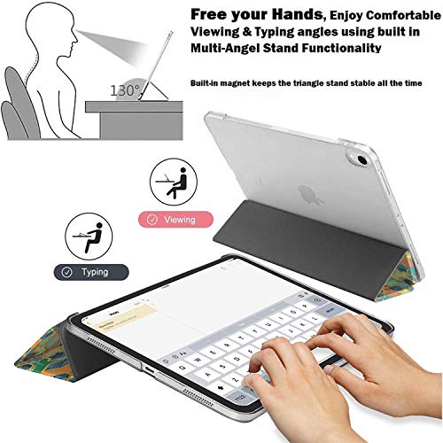 Image of DuraSafe Cases iPad PRO 11 Inch 1st [ PRO 11 2018 1 Gen ] A1980 A1934 A2013 A1979 MTXN2HN /A MTXP2HN /A MTXR2HN /A Trifold Printed Hard Smart PC Transparent Back Cover - Damask