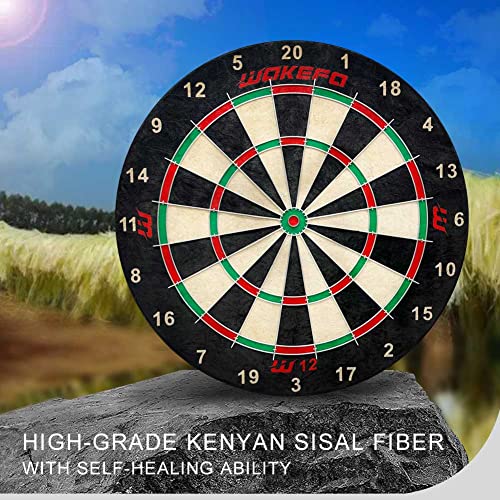 Dart Boards Set For Adults, Bristle Dartboard Set- Professional Tournament Size Steel Tip, High-Grade Compressed Sisal Board With Printed Number Ring, 6 Darts Set 18G, Dartboard Mounting Kits Included #TOP1
